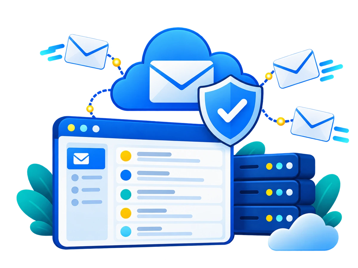 Business email hosting with custom-domain mailboxes and secure mail access
