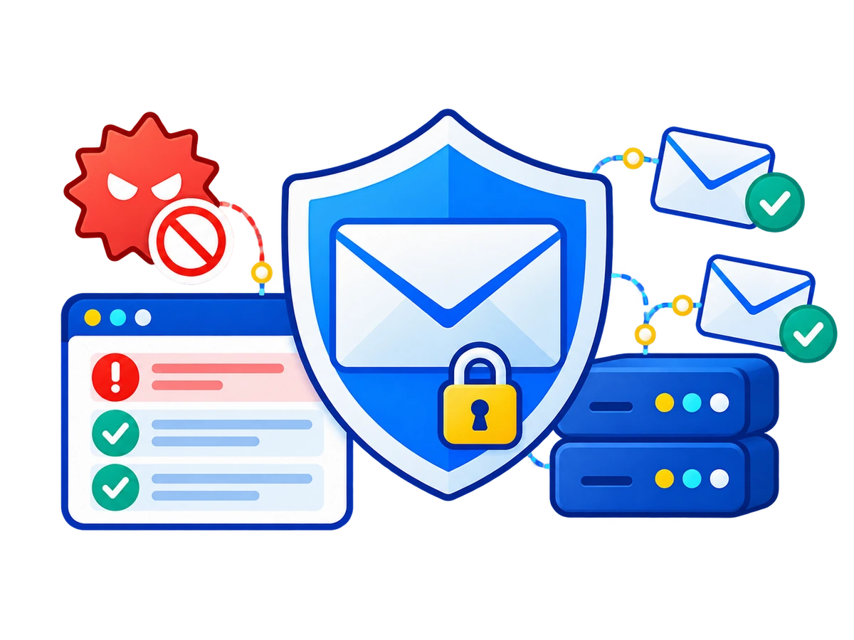 Business email security with filtering, TLS connections and email authentication guidance