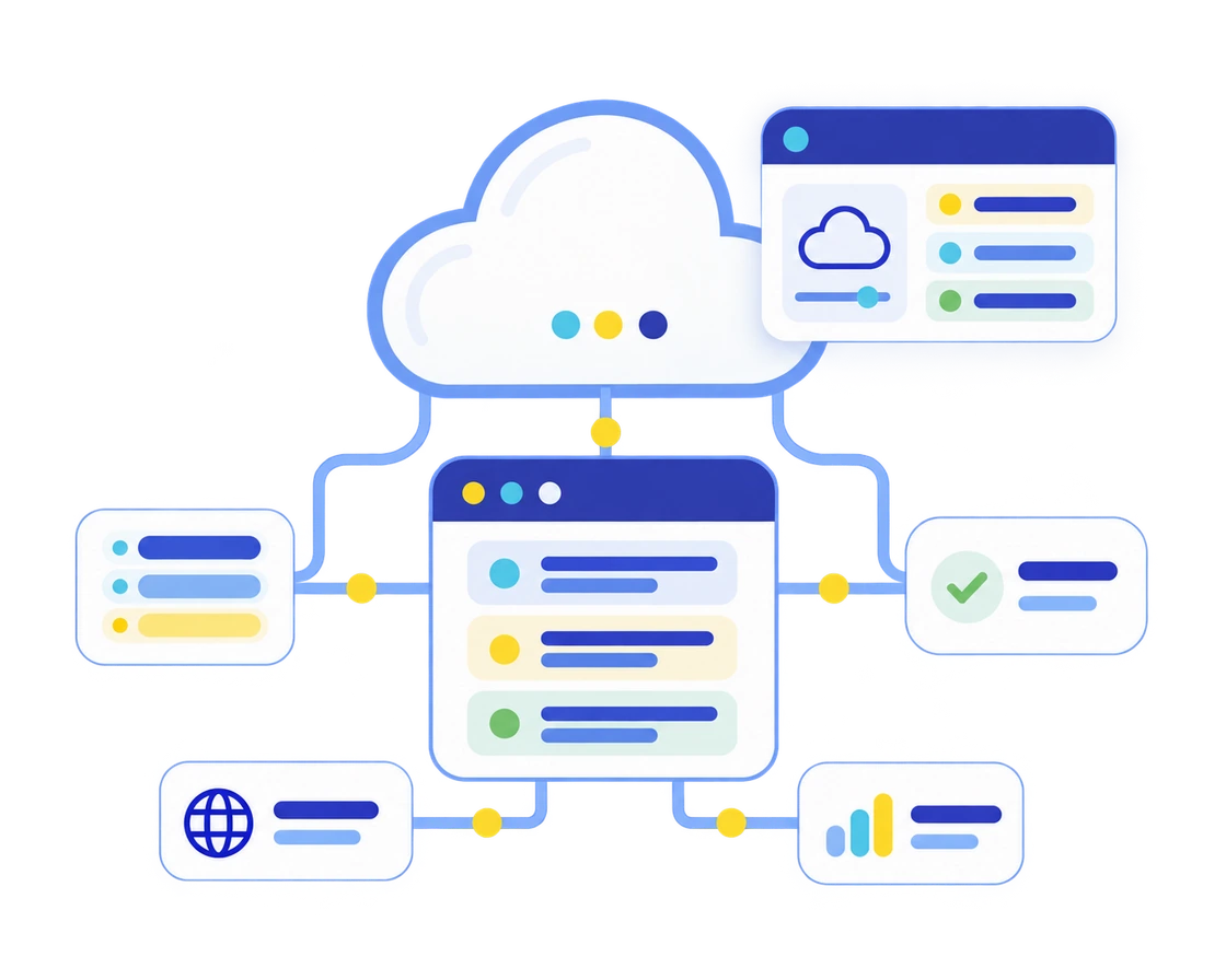 Connected cloud servers for website hosting
