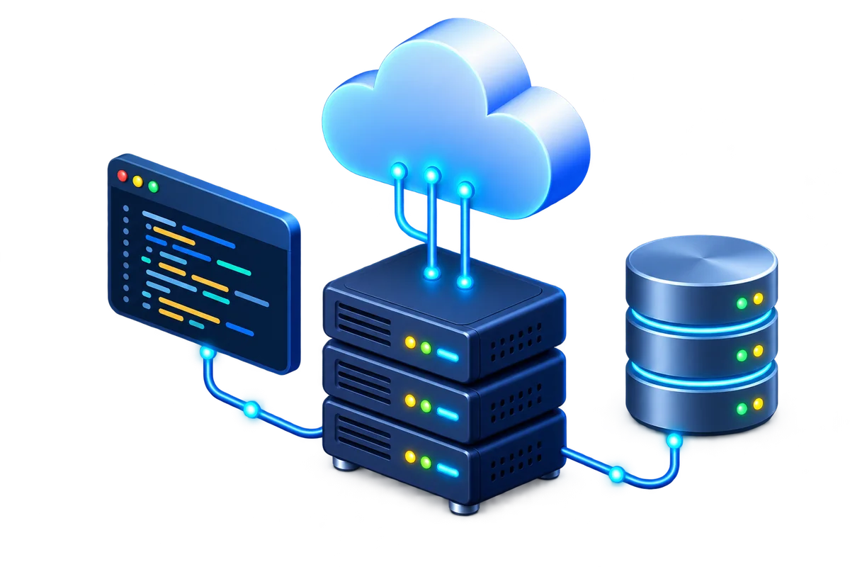 PHP application code connected to MySQL databases on shared cloud hosting