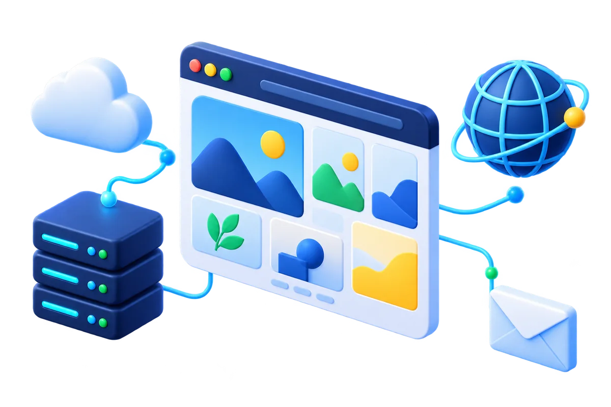Creative portfolio website with image gallery, custom domain and cloud hosting