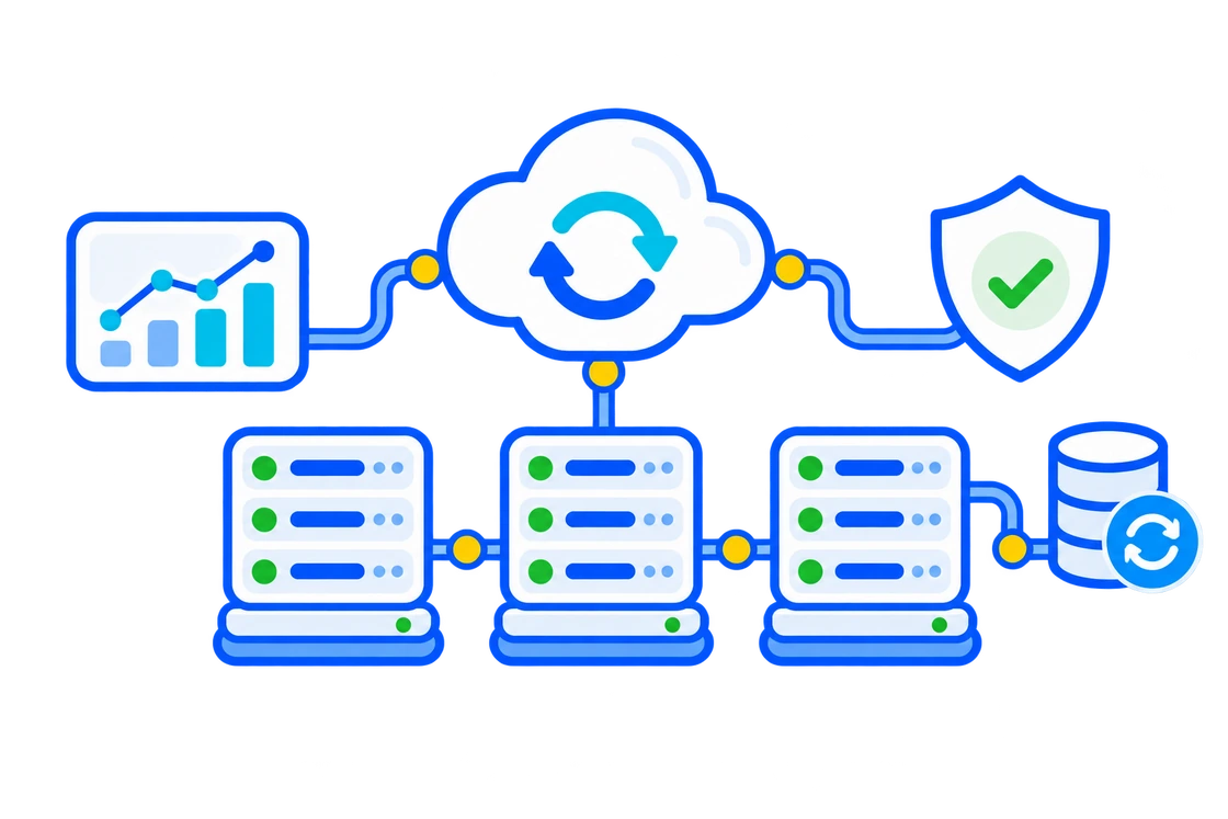 Managed Linux and Windows Server infrastructure with monitoring, backups, security and performance controls