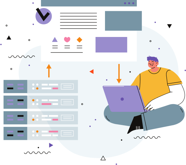 Website hosting migration and technical support illustration