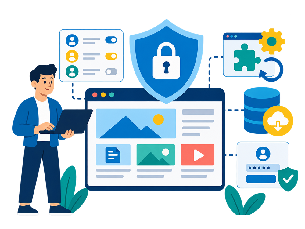 Drupal hosting security with protected modules, user roles and database backups