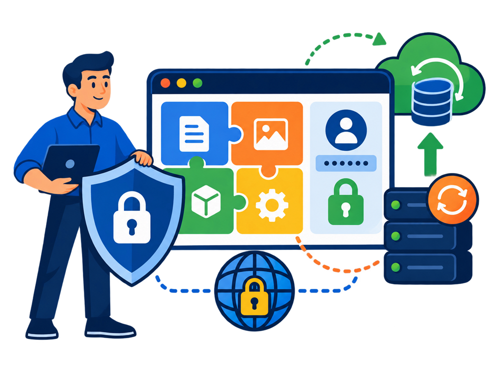 Joomla hosting security with extension updates, admin protection and backups