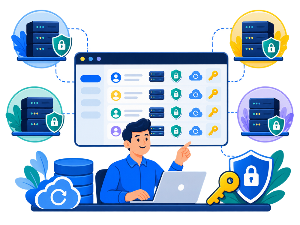 Reseller hosting security with protected client accounts, SSL and backups